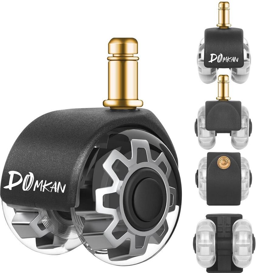 Bureaustoelwielen 10 mm x 22 mm Set van 5 Rollen voor Stille en Zachte Beweging op Harde Vloeren en Tapijt