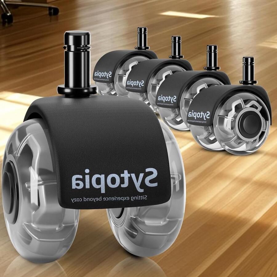 Bureaustoelwielen 10 mm x 22 mm set van 5 wielen voor bureaustoelen super stil zacht voor harde vloeren parket tapijt (grijs) niet voor 11 mm stoelrollen