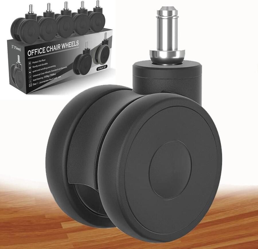 Bureaustoelwielen 11 mm voor Harde Vloeren 5-delige Set Rubber Wielen voor Tapijt en Tegels