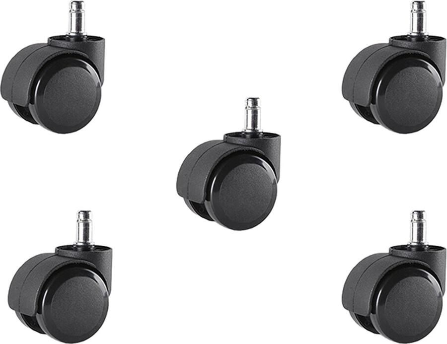 Bureaustoelwielen 11mm Zwenkwielen Set van 5 Zwart