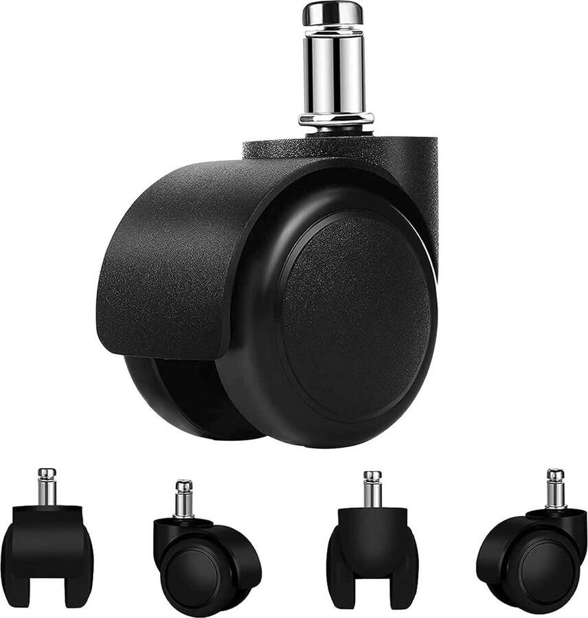 Bureaustoelwielen 5-delige set 11mm x 22mm reservewieltjes voor harde vloeren gamingstoelen krasbestendig glad en stil glijden geschikt voor de meeste bureaustoelen