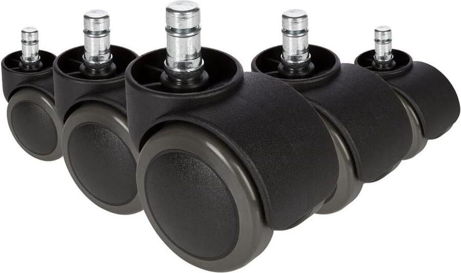 Bureaustoelwielen 5x ROLO No-Noise 11mm 50mm Metaal Kunststof Zwart Geschikt voor hjh OFFICE