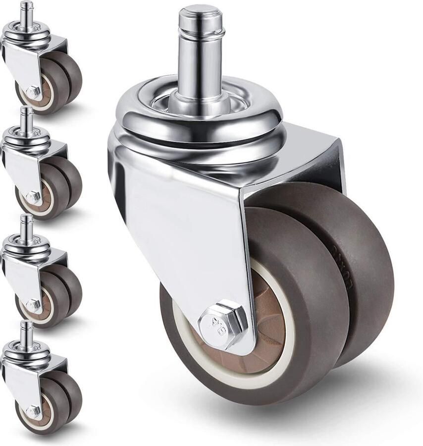 Bureaustoelwielen rubbere stoelwielen set 5 cm voor hardhouten vloeren tapijt 5 stuks