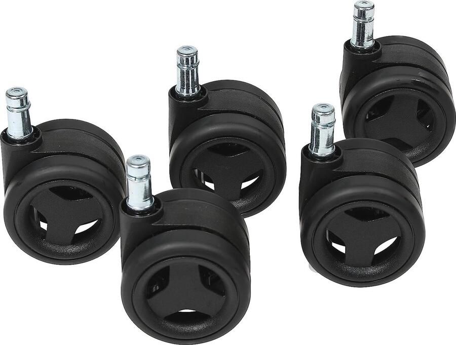 Bureaustoelwielen set 5 stuks voor harde vloeren met 11 mm stiftdiameter en 65 mm roldiameter - Foto 2