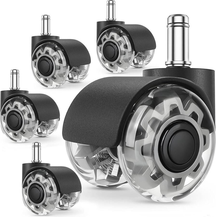 Bureaustoelwielen Set van 5 360 Graden Rotatie zonder Krassen Stil en Geschikt voor Alle Vloertypes