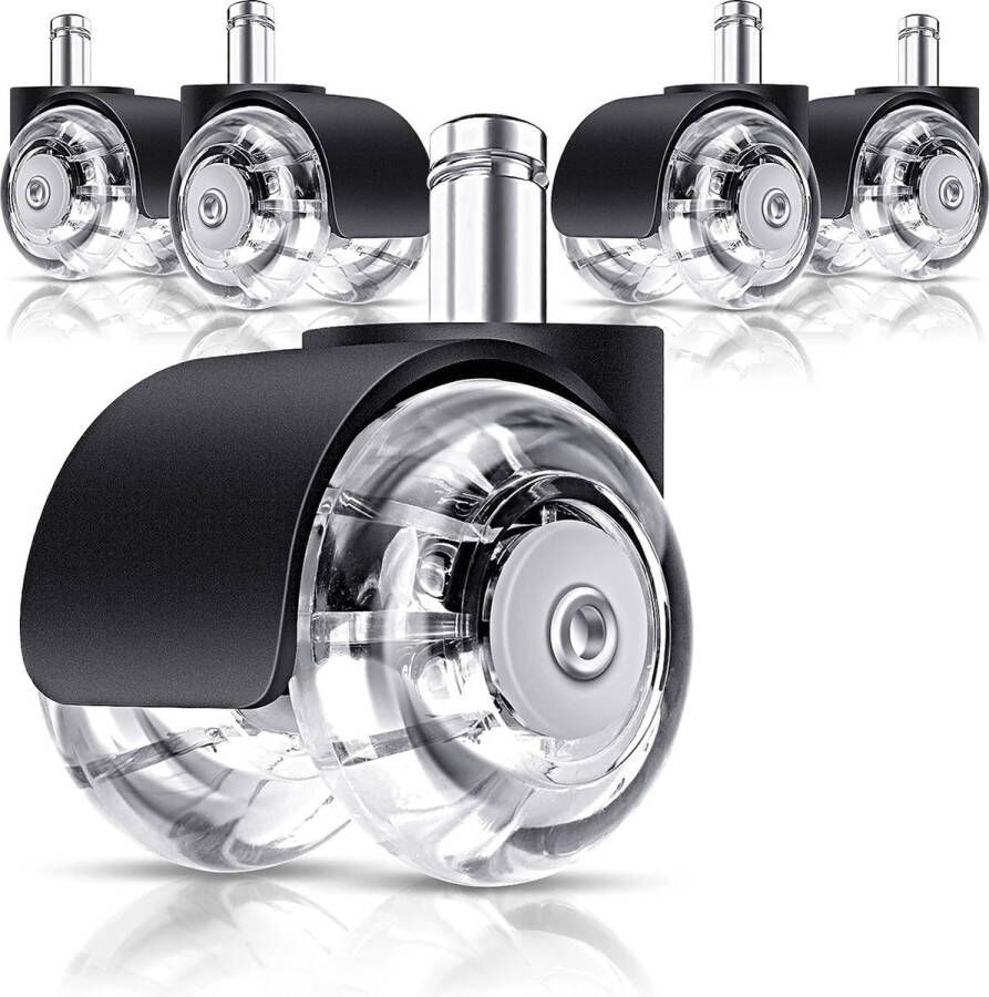 Bureaustoelwielen (set van 5) met stang van 11 mm x 22 mm geschikt voor alle vloeren of tapijten stil en beschermen de vloer tegen beschadiging ideaal voor bureaustoelen en draaistoelen