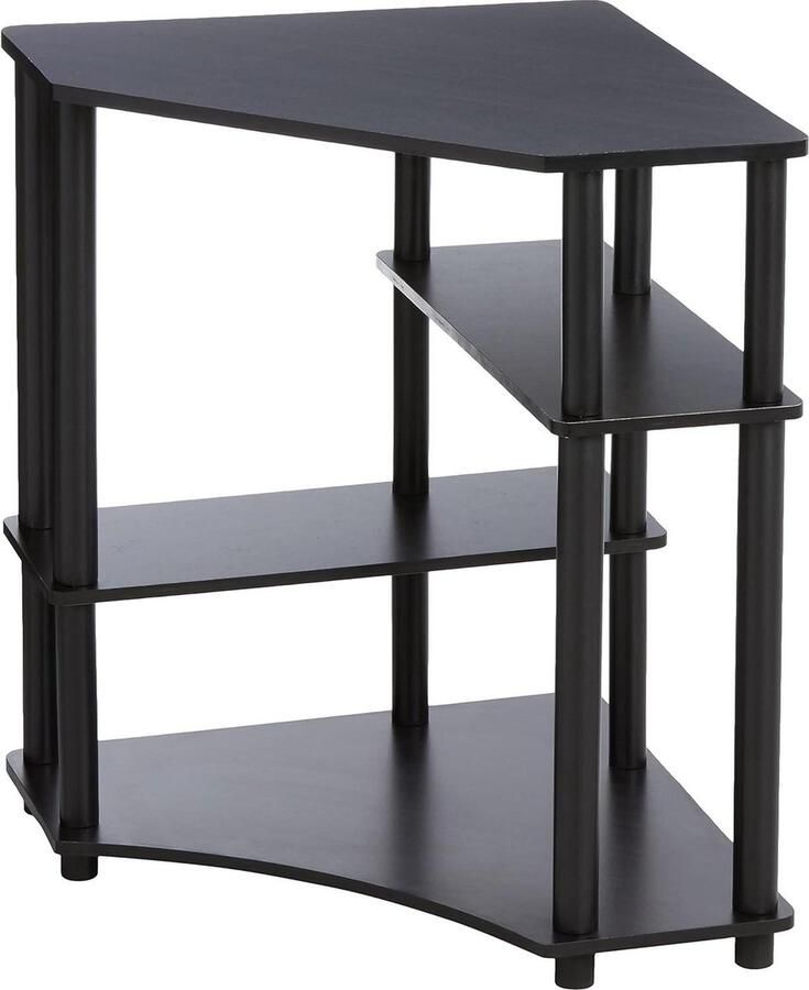 Bureautafel Hoekbureau met planken ruimtebesparend espresso zwart