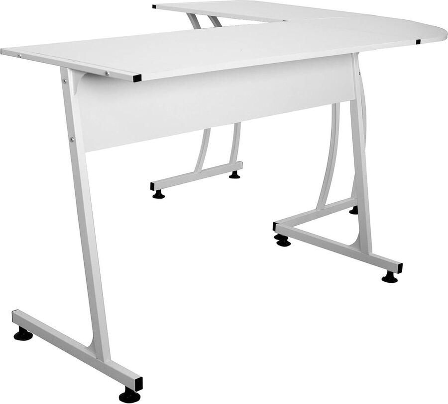 Bureautafel Hoekbureau wit staal 1125 x 1475 x 74 cm met lade Landelijk design