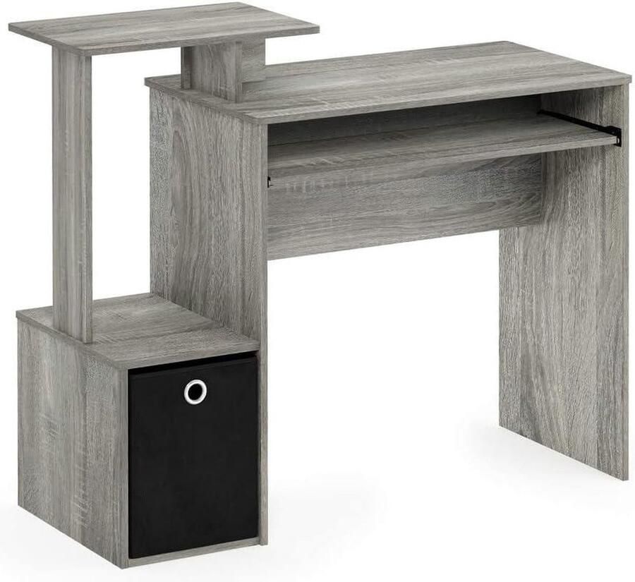 Bureautafel Multifunctioneel thuiskantoor computer bureau Frans eiken grijs zwart plank lade 4001 x 4001 x 8661 cm