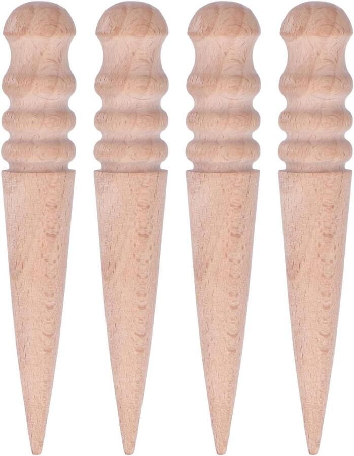 Burnisher Tool Slicker Wood Leather Taps Toelopend Beuken 4 Groeven DIY Burnishing Polijsten voor DIY Leathercraft Accessoires
