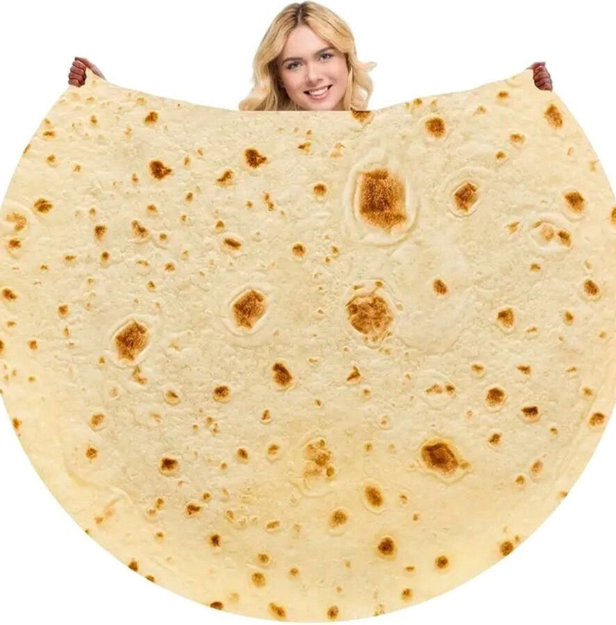 Burrito Deken Fleece Deken met Print Dekentje voor op de bank 1.80 x 1.80 m Origineel Cadeau Blanket