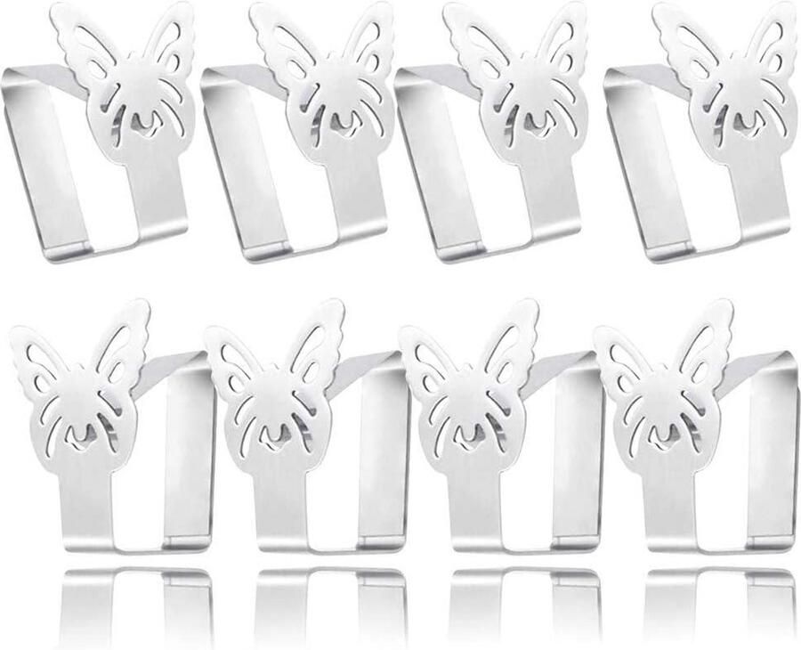Butterfly motifs table clamp 8 pieces stainless steel rust-proof non-slip windproof tablecloth clips up to 3.5 cm thick sturdy Aongray Tablecloth Clamp