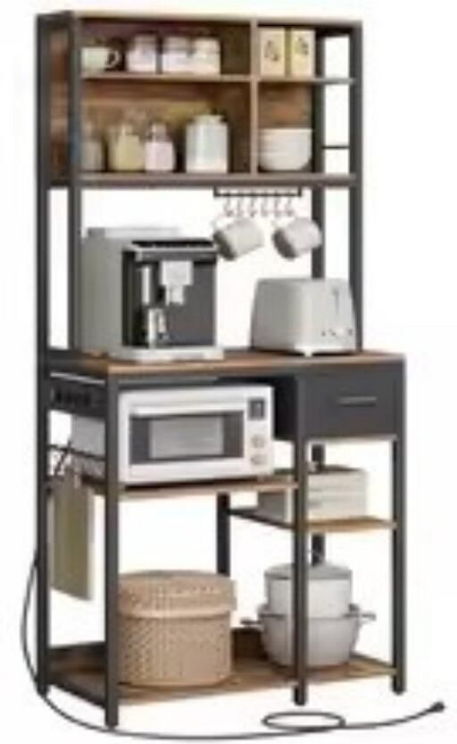 Buylin Keukenkast Staand Keukenkast Organizer Opbergkast Koffiecorner Meubel Verstelbare planken Incl. Stoffen Lade Naturel Hout Wit 40x80x180 4 cm