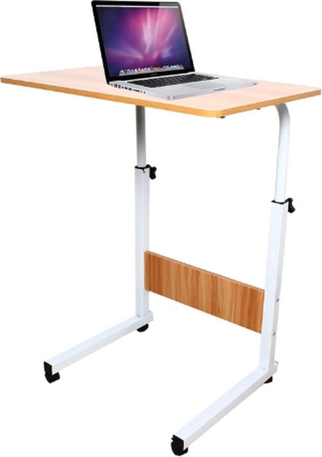 Buylin Laptoptafel Computertafel Laptoptafel op wielen Bijzettafel Bedtafel Bureau Verstelbaar 40x60x70-90cm Houtkleurig