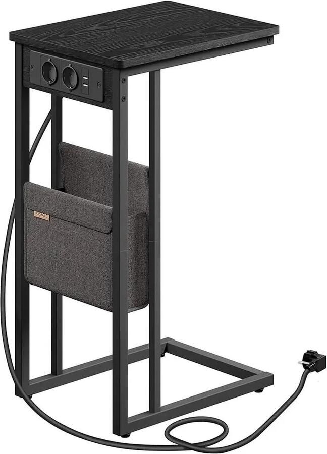 By Barkhuis Bijzettafels Met Stopcontact Nachtkastje Incl. Stopcontact En 2x USB-Poort 30X40X62 Cm