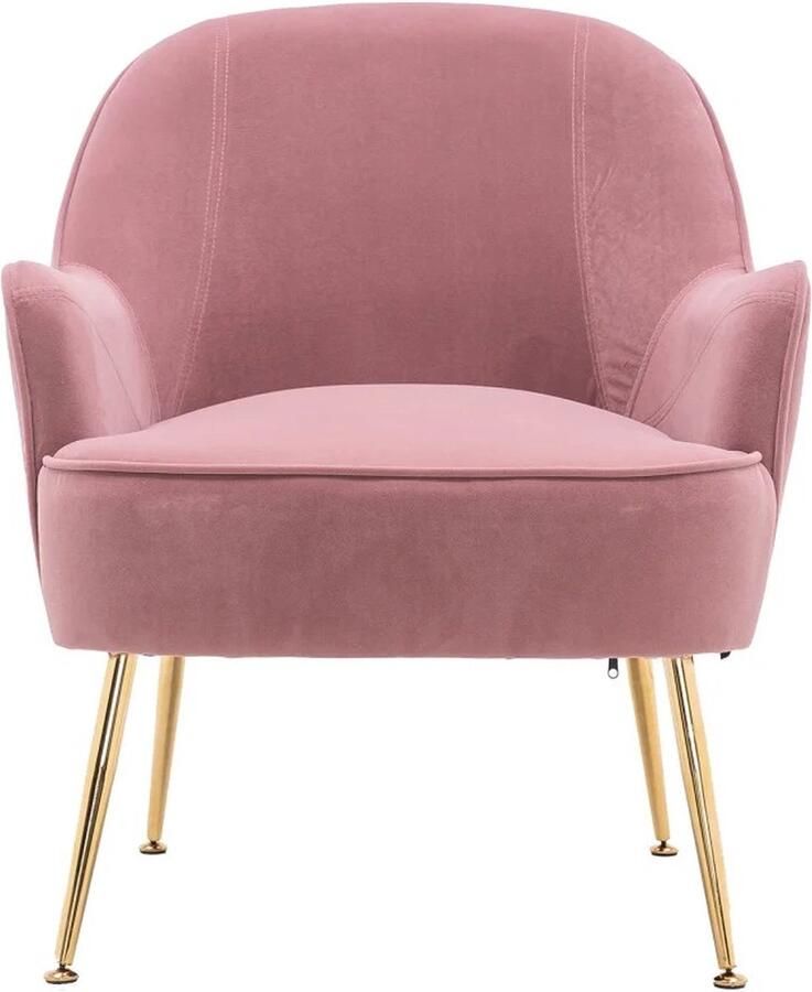 ByLoesje Moderne Fluwelen Roze Stoel Gouden Poten Woonkamer Verstelbaar Ergonomisch