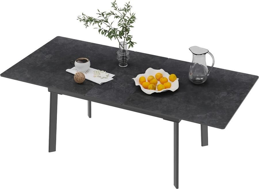 ByLoesje Verlengbare Eettafel Uitschuifbaar 6 tot 8 Personen Donkergrijs Eetkamer Tot 160cm Lang