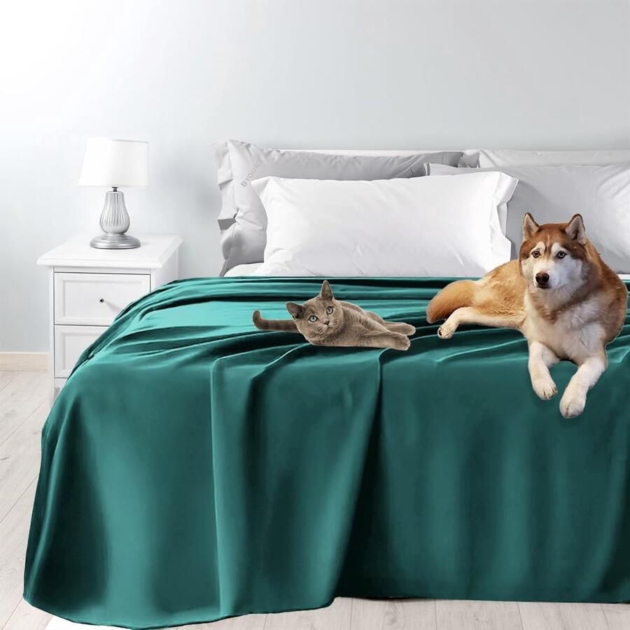 Byour3 – Bedsprei SUPER waterdichte bedbeschermer vlekbestendig voor tweepersoonsbed eenpersoonsbed anti-schimmel anti-huisdierhaar katten honden huisdieren kinderen wasbare deken (petroleum eenpersoonsbed)