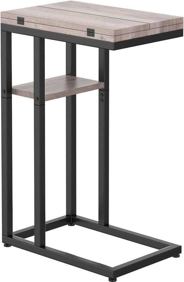 C-shaped folding side table snack table for sofa laptop holder table small spaces living room bedroom greige and black EBG29SF01
