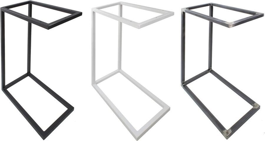 C-vorm bijzettafel Laptoptafel van metaali en hout Praktische salontafel en nachtkastje