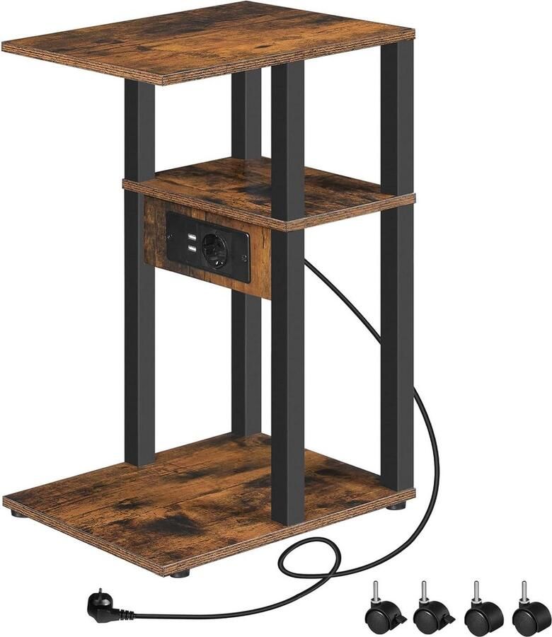 C-vorm Bijzettafel Vintage bruin en zwart Multifunctioneel 1 stuk