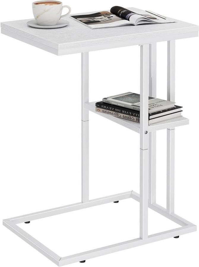 C-vorm bijzettafel voor bed bank of als laptoptafel Houtachtig wit