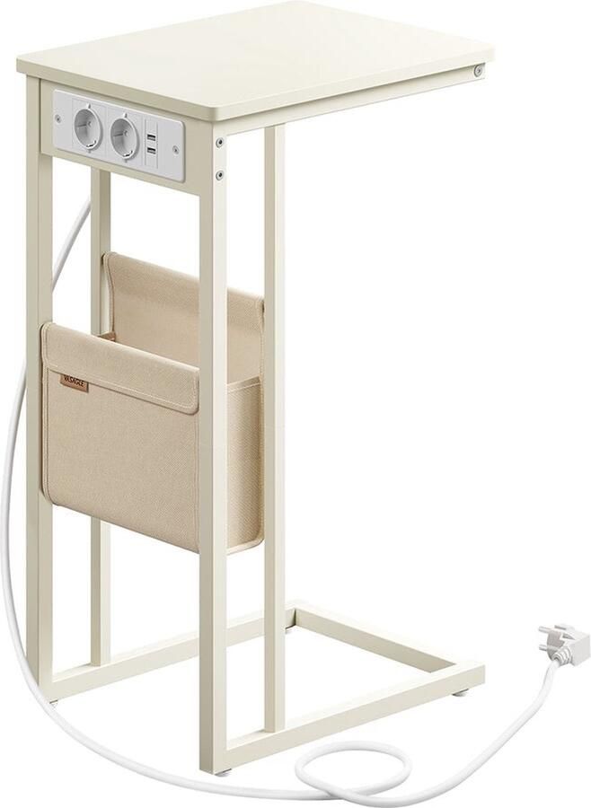 Rootz Living Rootz Crème Wit Bijzettafel Nachtkastje Spaanplaat & Staal 30cm x 40cm x 62cm Kabelmanagement Lichtgewicht 4 1 kg