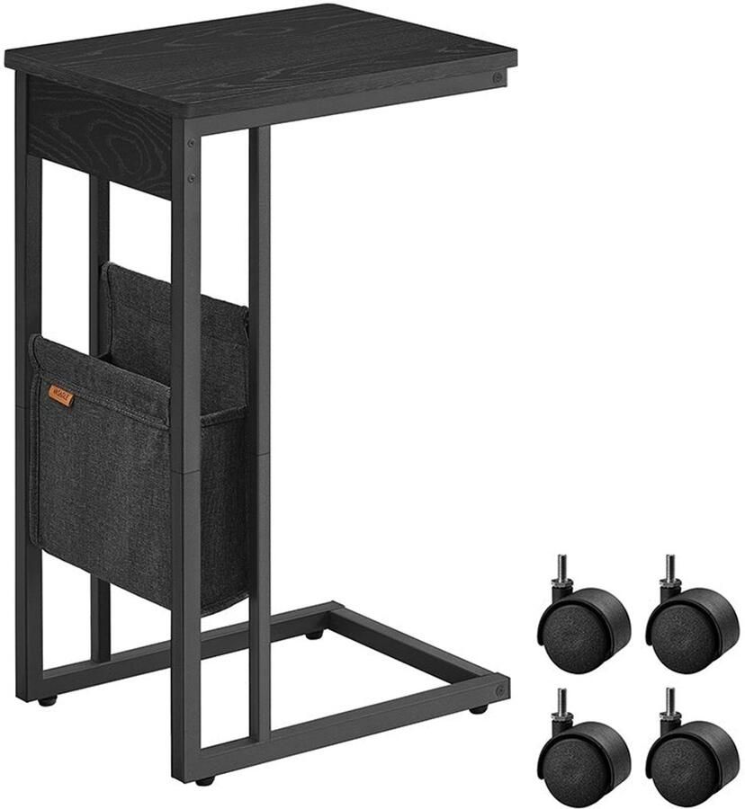 C-vormige bijzettafel Accenttafel Sofatafel Opbergtas 30cm x 40cm x 62cm Zwart