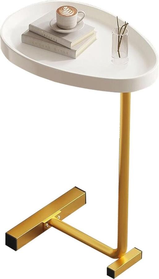 C-vormige Bijzettafel Eivormige Salontafel voor Woonkamer en Slaapkamer Ruimtebesparend Nachtkastje