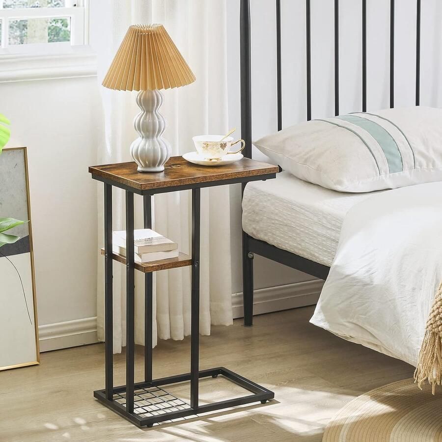 C-vormige bijzettafel industrieel ontwerp multifunctioneel 1 stuk metaal