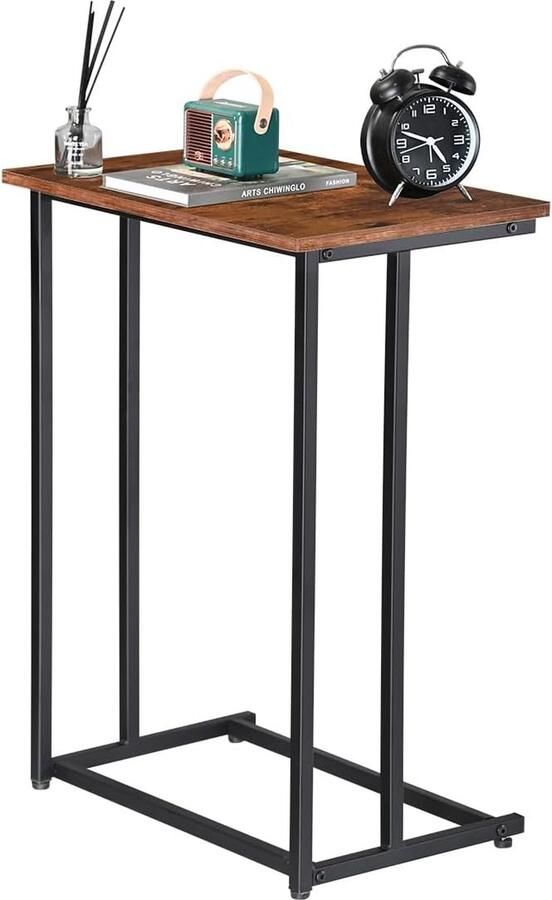 C-vormige bijzettafel industrieel ontwerp multifunctioneel 1 stuk rustiek bruin metaal