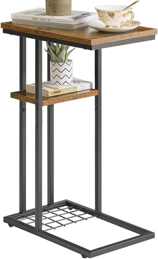 C-vormige bijzettafel industriële stijl multifunctioneel 1 stuk metaal