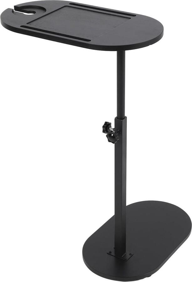 C-vormige Bijzettafel met Metalen Frame en Houten Tafelblad 40 X 22cm Nachtkastje Badkamer Badkuip