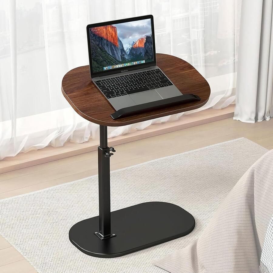 C-vormige bijzettafel modern design hoogte verstelbaar 1 stuk walnoothout