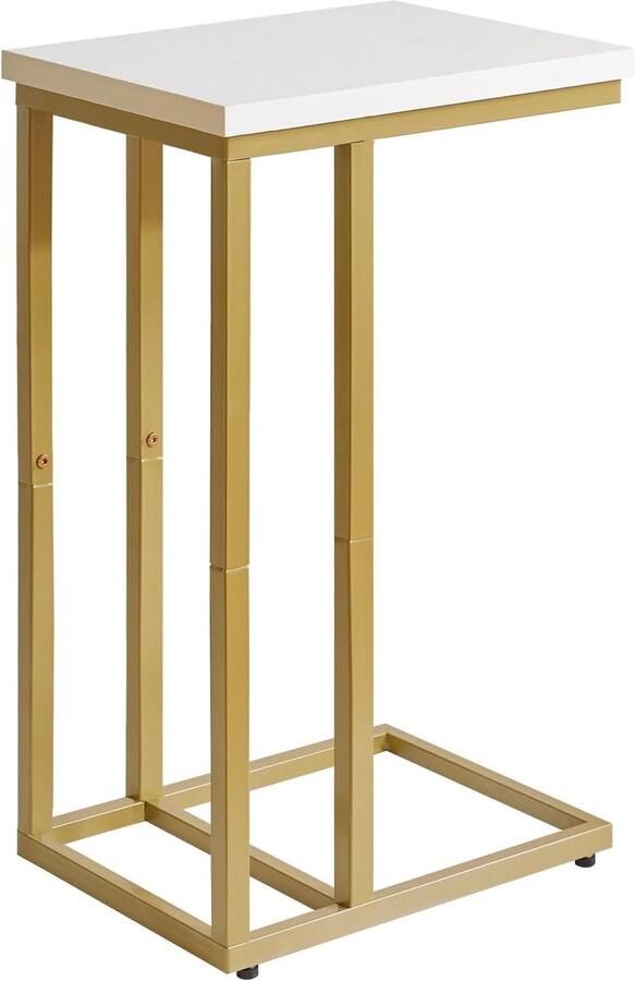 C-vormige bijzettafel modern en praktisch 1 stuk wit en goud metaal