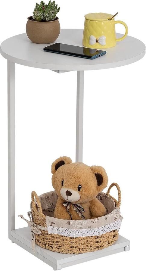 C-vormige bijzettafel modern voor woonkamer 1 stuk wit 40×40×60cm