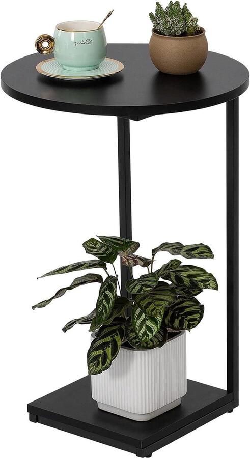 C-vormige bijzettafel moderne salontafel multifunctioneel 1 stuk zwart 40×40×60cm