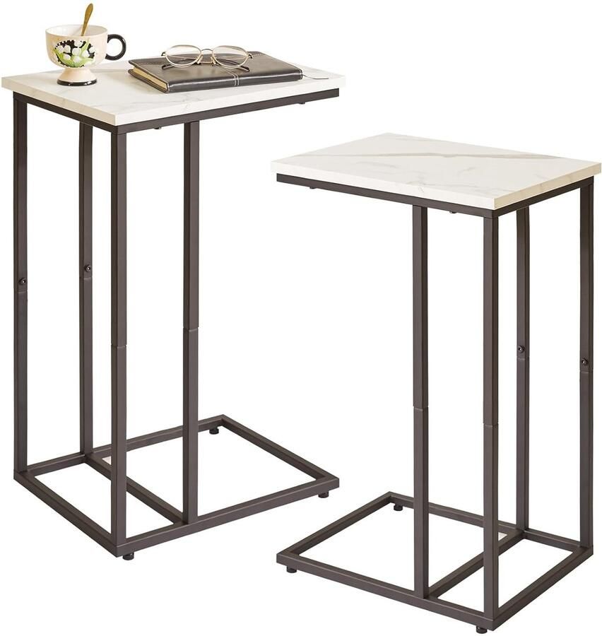 C-vormige bijzettafel praktisch en stijlvol 1 stuk wit