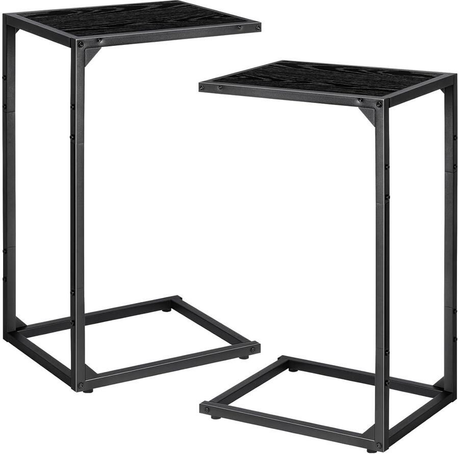 C-vormige bijzettafel set compact en stijlvol 2 stuks houtlook