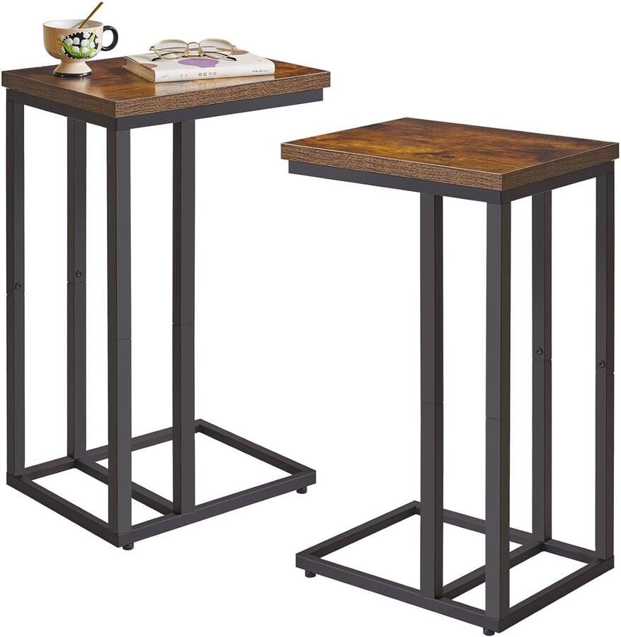 C-vormige bijzettafel stijlvol en praktisch 1 stuk bruin zwarte afwerking