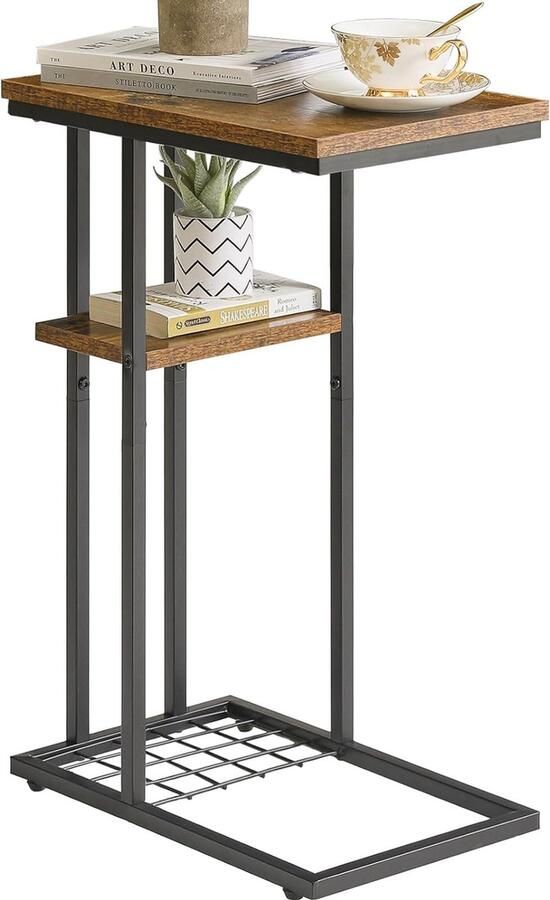 C-vormige salontafel met opbergrek