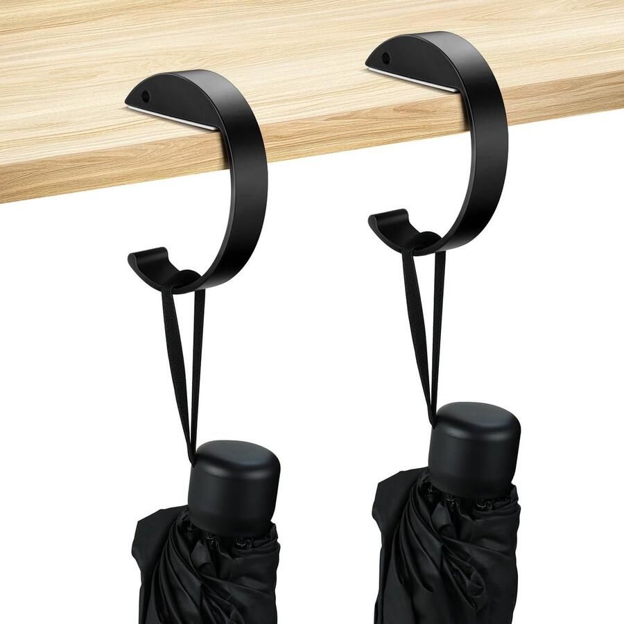 C-vormige tassenhaak Tashouder met haak Aluminiumlegering Handtashaak Organiseer opbergspullen op het bureau Kan worden gebruikt om draagbare bureautassen op te hangen Zwart 2 stuks Multifunctioneel