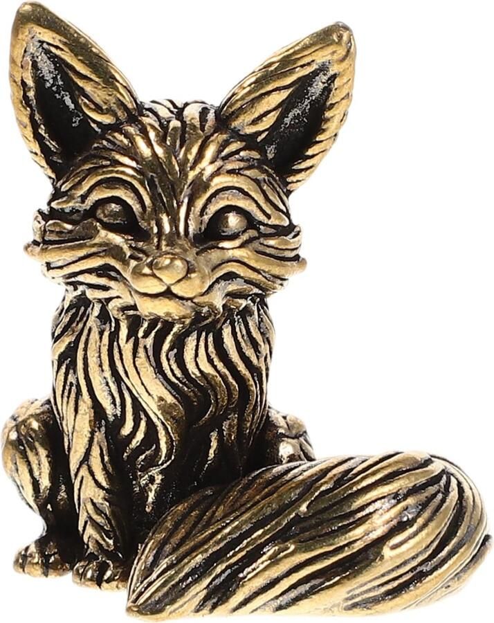 Cabilock Vintage Messing Vos Sculptuur Bureau Dier Messing Decoratie Uniek Tafelaccessoire Mini Vos Decoratie Klein Dierenbeeldje