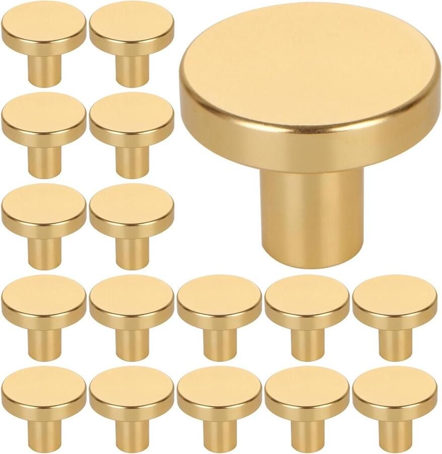 Cabinet Knobs Goud 25 mm Ronde Meubelknoppen Vintage voor Kledingkast Ladekast 20 Stuks