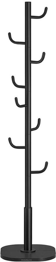 Cactus -vormige garderobe Coatrek kledinghanger 8 haken met gebogen uiteinden inkt zwart staal en mdf 40x40x175.3cm