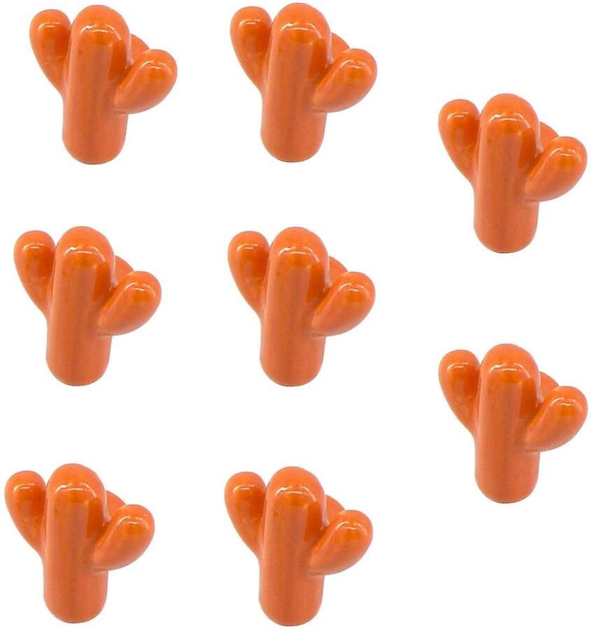 Cactusvormige Knop Decoratief Accessoire Set van 8 Oranje Keramisch