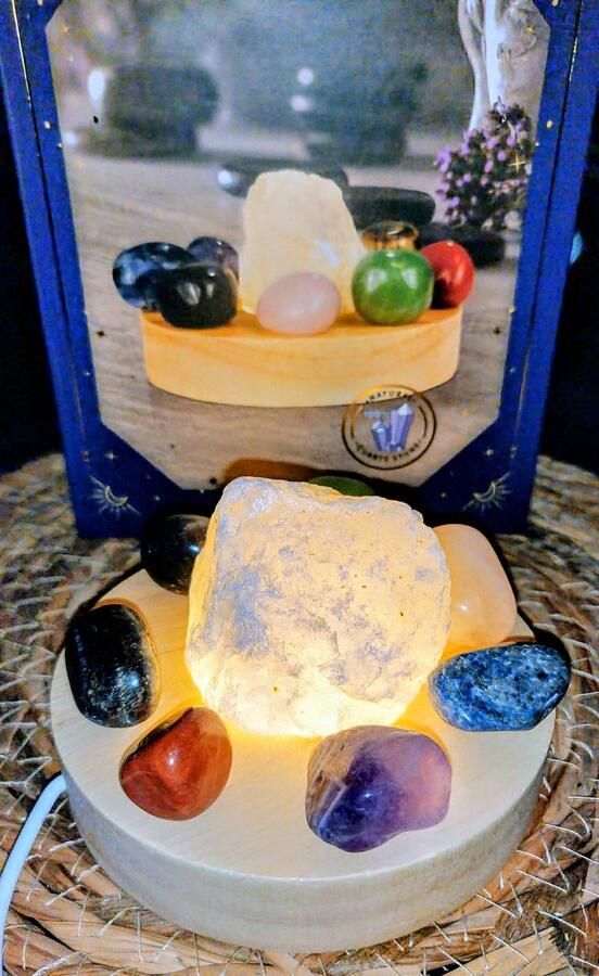 Cadeau set Chakra lamp Kerst cadeau Zen-meditatie- Edelstenen Verjaardag Geschenk Kado- Meditatie Kerst Gift