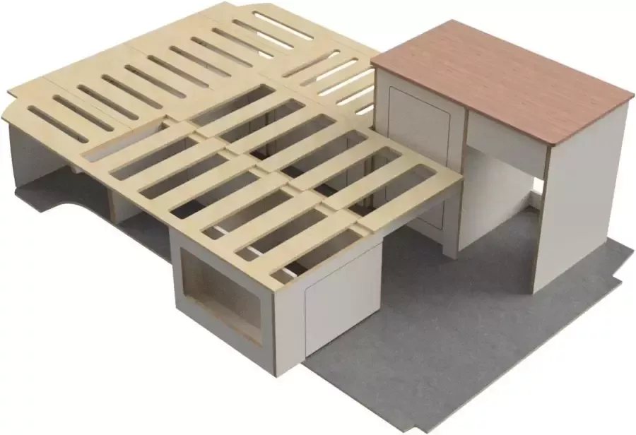 Camper Meubilair Camper Meubel Rondzit (bed keuken) T5 T6 wit HPL