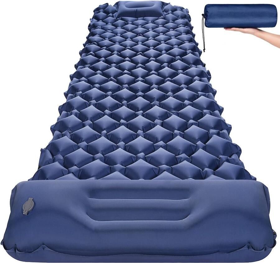 Camping isolerende slaapmat outdoor zelfopblazend luchtmatras verbredend opblaasbaar matras met voetpers pomp ultralicht waterdicht per hikemat voor reizen tenten strand trekking