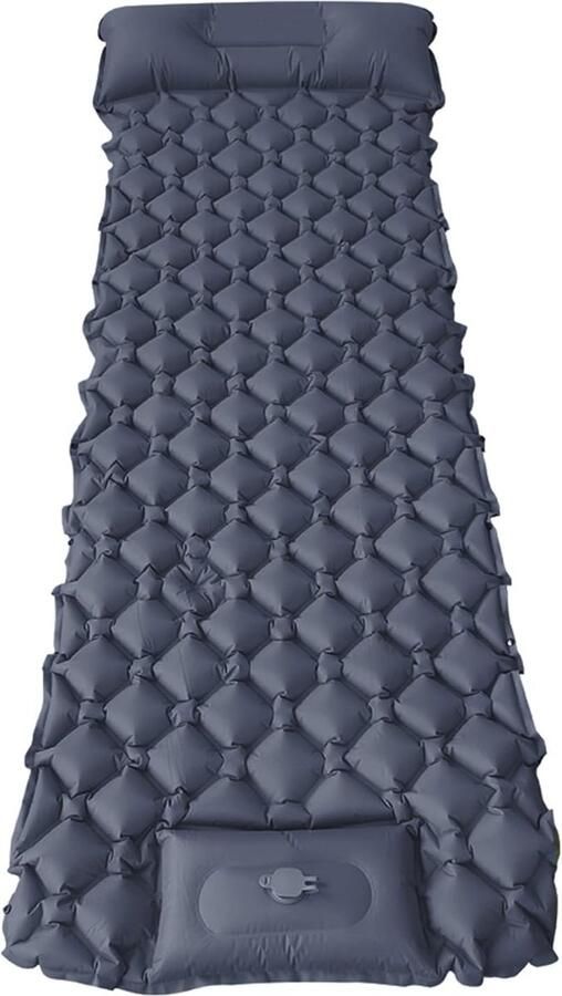 Camping isomat 200 x 70 x 6 cm opblaasbaar luchtmatras zelfopblaasbare isomat ultralichte slaapmat met voetpers luchtpomp kussen voor camping backpacking wandelen reizen kamperen strand